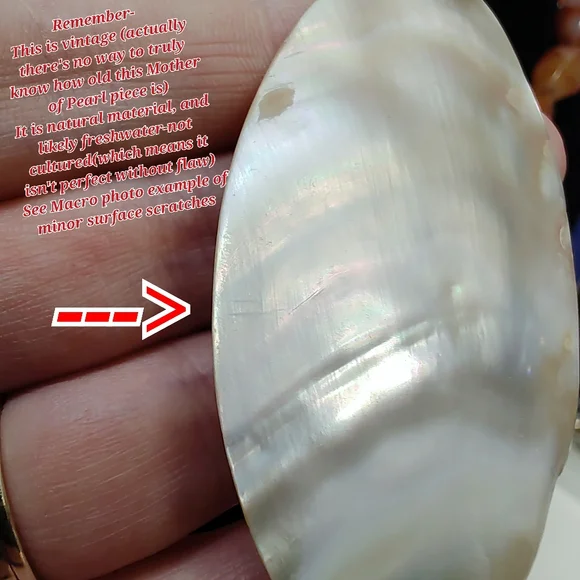 Vintage Sterling Silver Carnelian Mother Of Pearl Floral Pendant Necklace 18" - Picture 8 of 15